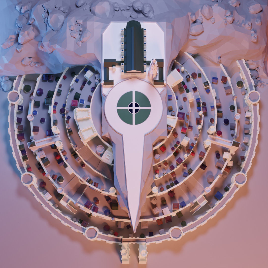 Minas Tirith from Lord of The Rings Low Poly Low-poly 3D model_11