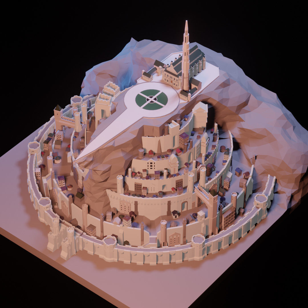 Minas Tirith from Lord of The Rings Low Poly Low-poly 3D model_10