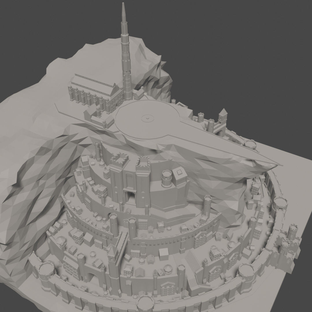 Minas Tirith from Lord of The Rings Low Poly Low-poly 3D model_8