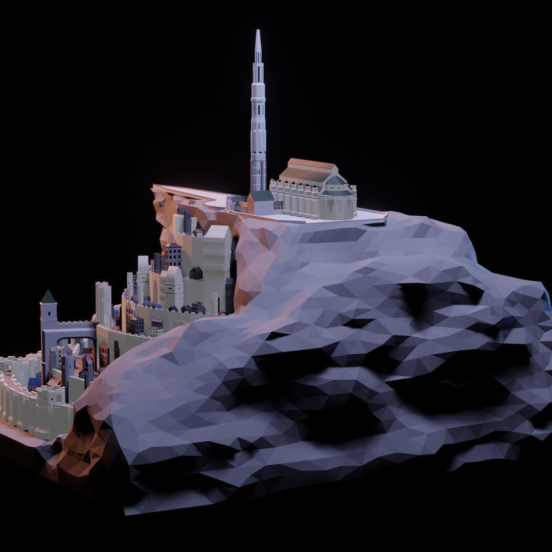 Minas Tirith from Lord of The Rings Low Poly Low-poly 3D model_9