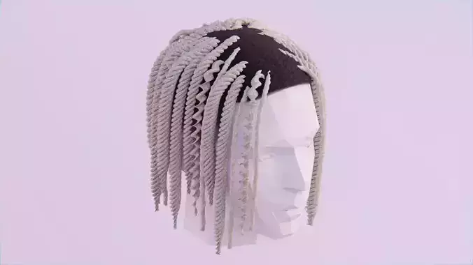 Short Braided Dreads inspired by Lil Durk Low-poly 3D model