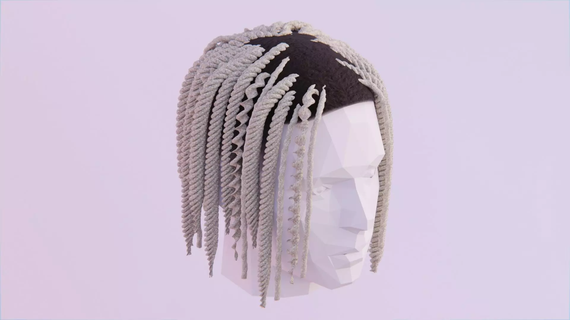 Short Braided Dreads inspired by Lil Durk Low-poly 3D model_0