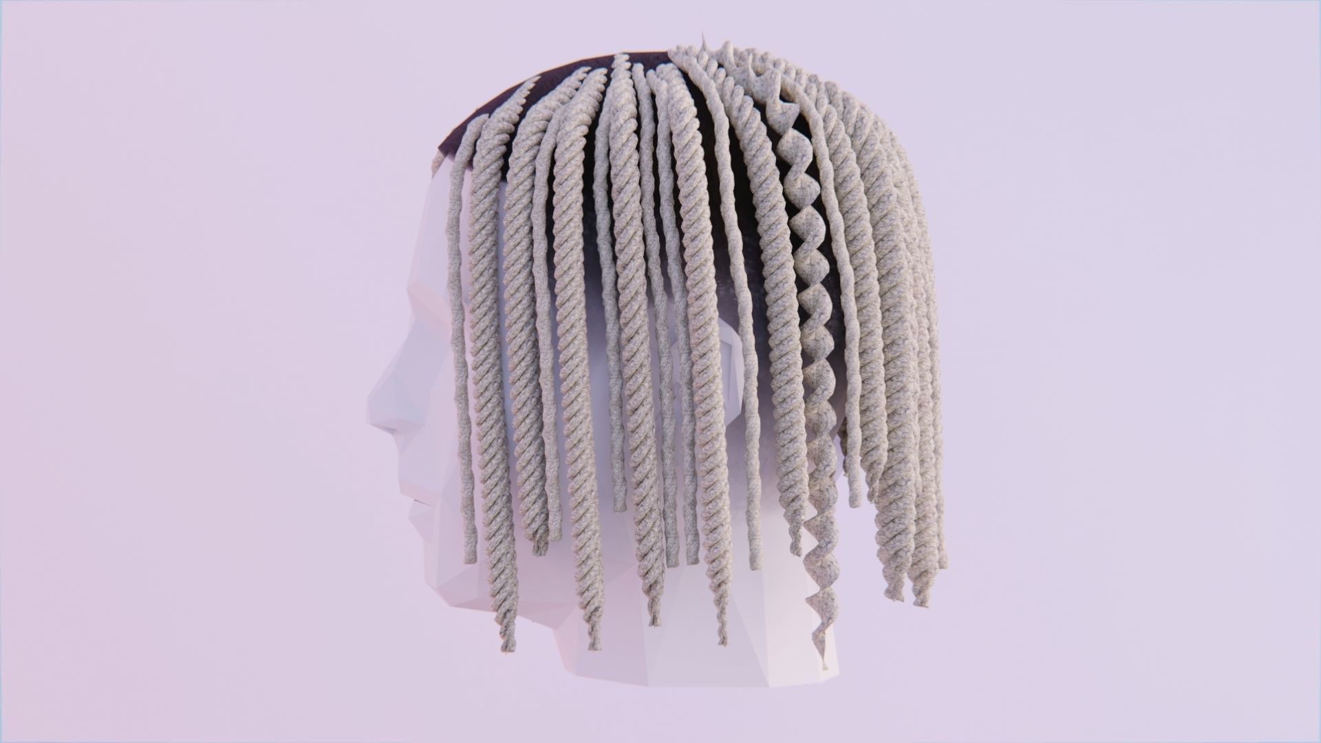 Short Braided Dreads inspired by Lil Durk Low-poly 3D model_1