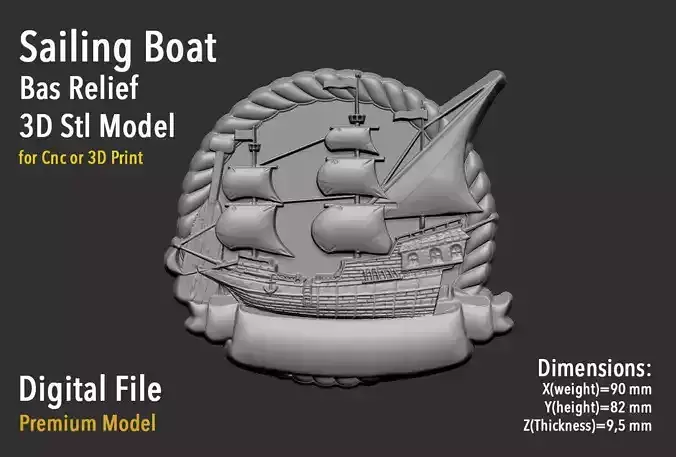 Sailing Boat Badge 3D print model
