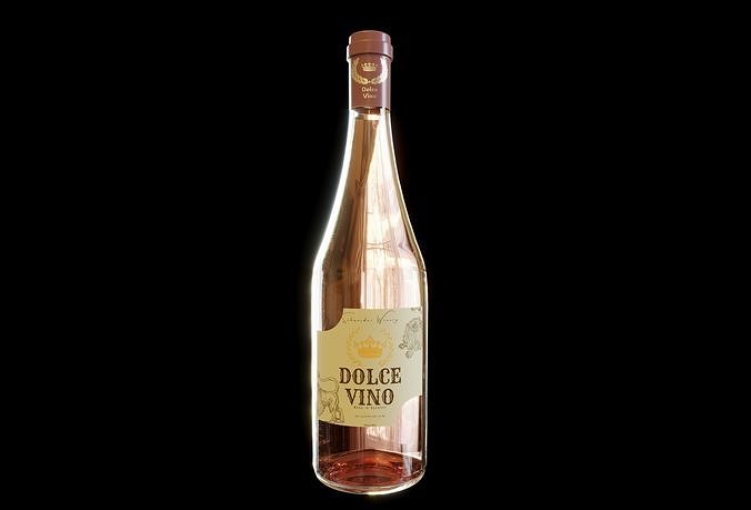 Rose Wine Bottle 3D model