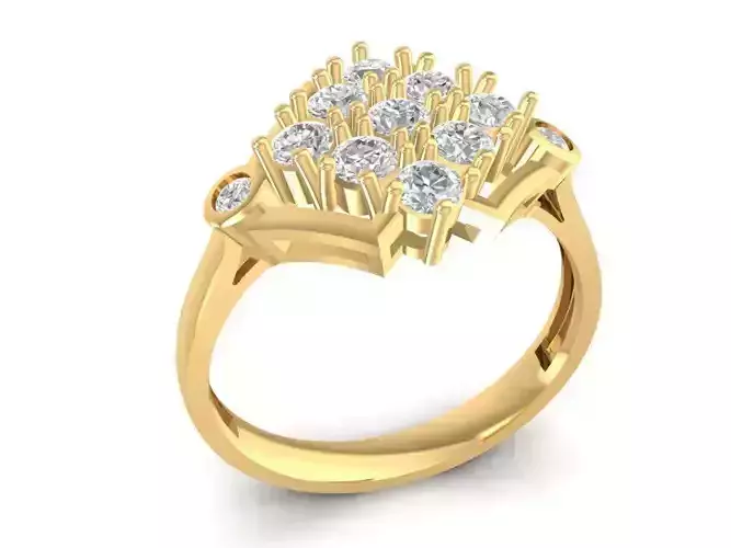 Elegant Square Cluster Diamond Ring for Women 3D Model 864