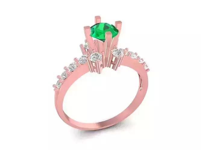 Modern Baguette and Round Gemstone Engagement Ring for Women 865