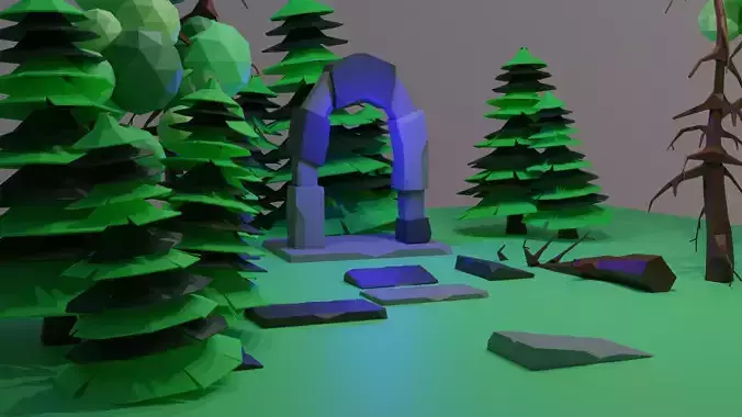 low poly packs trees rocks and other