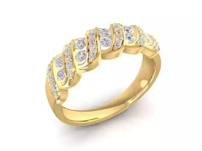 Elegant Multi Row Diamond Band Ring for Women 3D Model 866