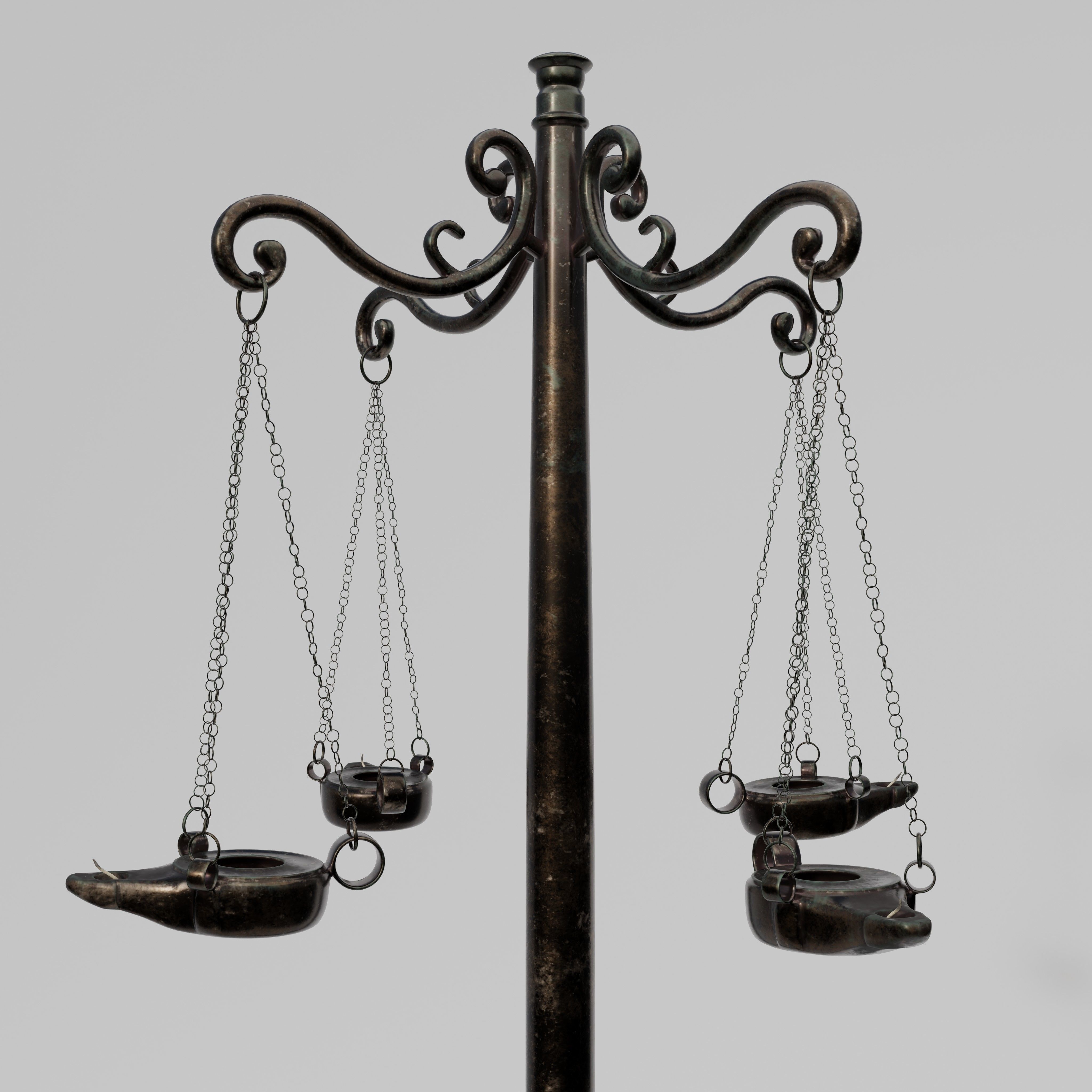 Roman Oil-lam Chandelier Low-poly 3D model_1