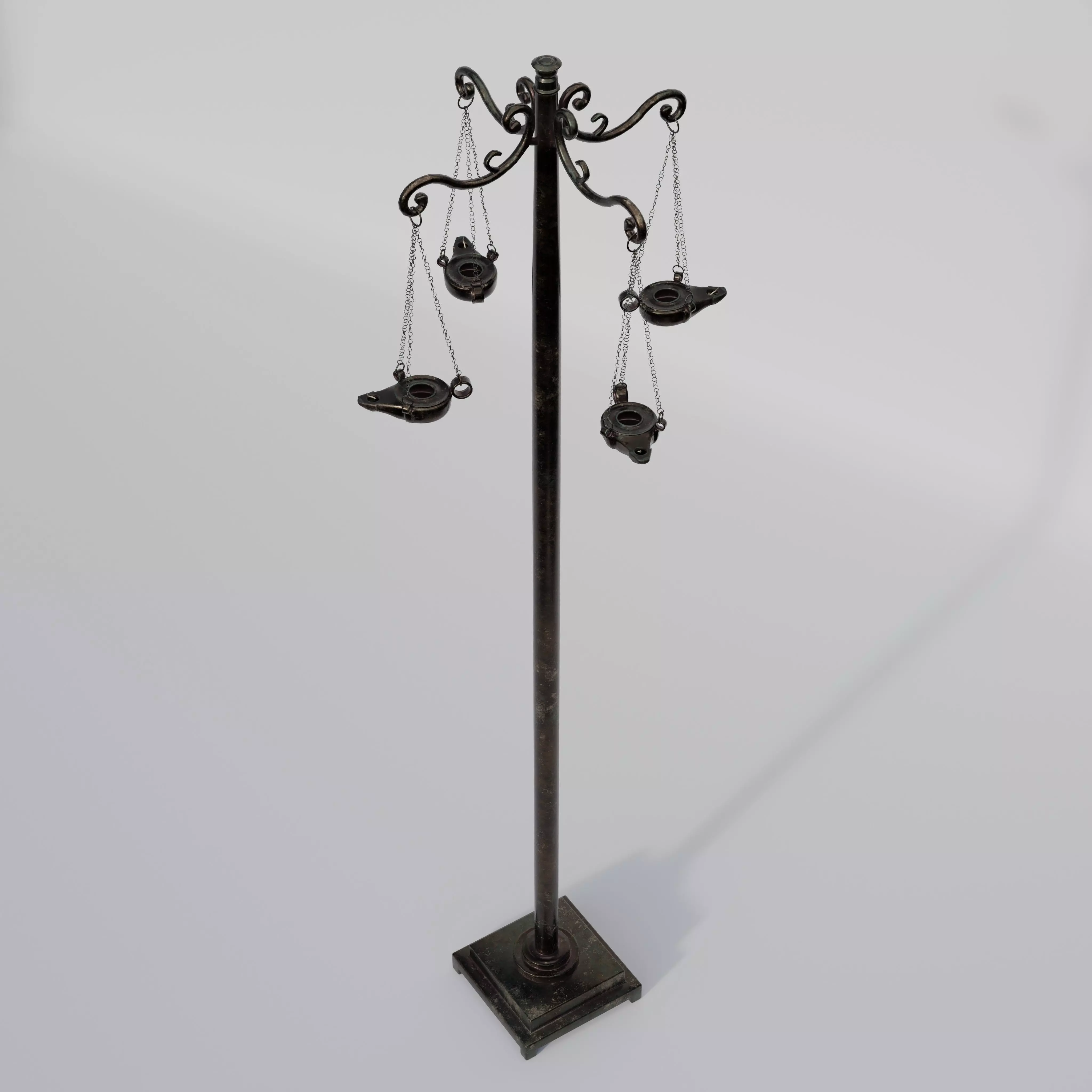 Roman Oil-lam Chandelier Low-poly 3D model_0
