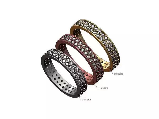 Double row diamond eternity band US sizes 6 7 8 