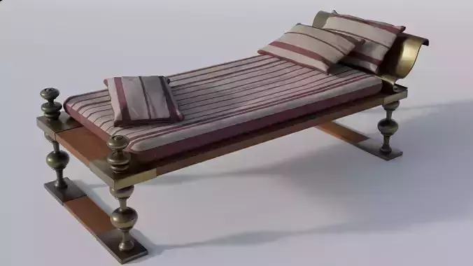 Roman bed - Triclinium - Lectus cubicularis Low-poly 3D model