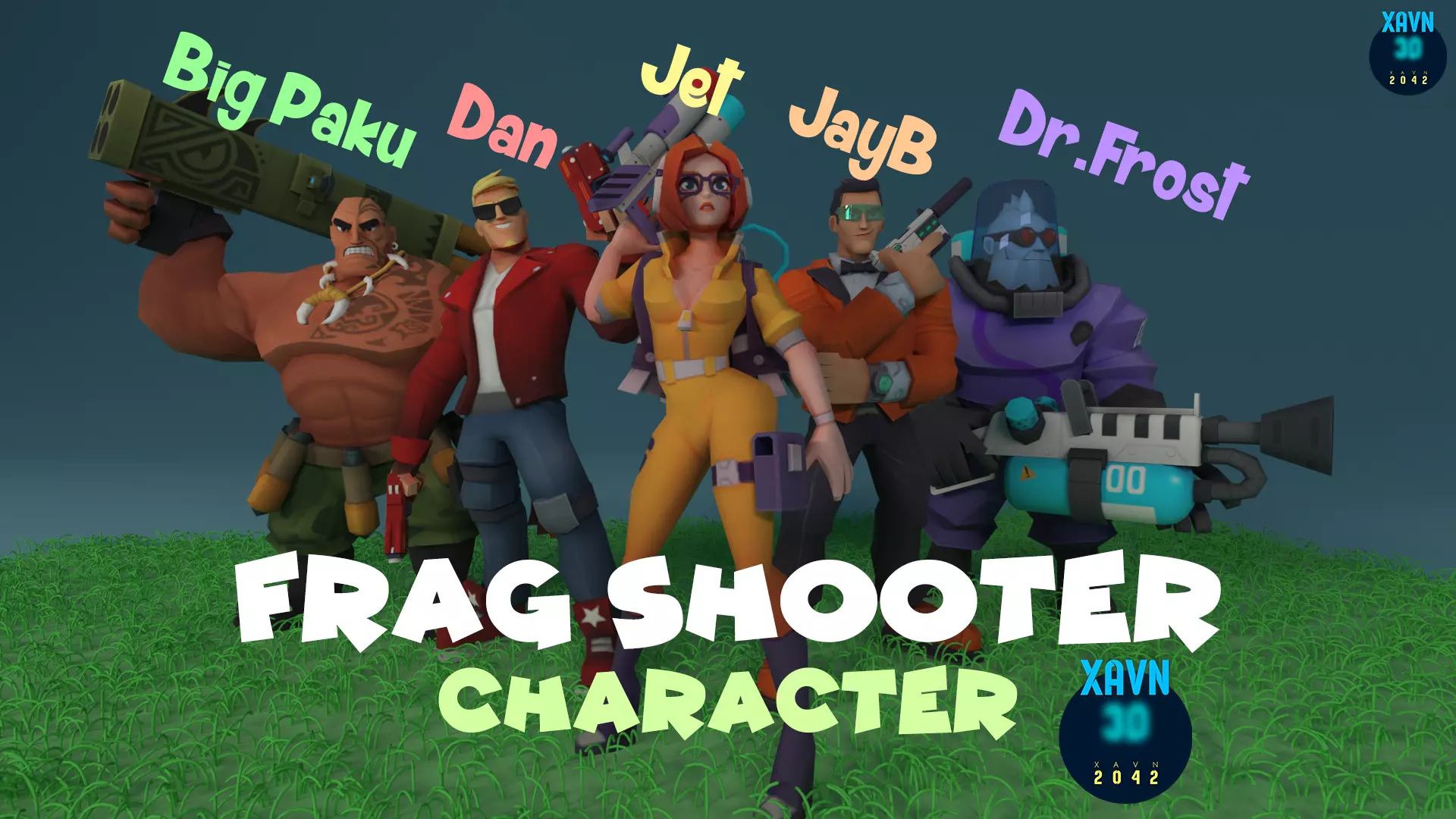 Frag Shooter Characters Low-poly 3D model_0