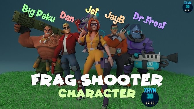 Frag Shooter Characters Low-poly 3D model