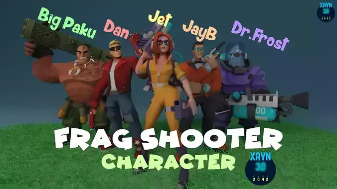 Frag Shooter Characters Low-poly 3D model Frag Shooter Characters Low-poly 3D model