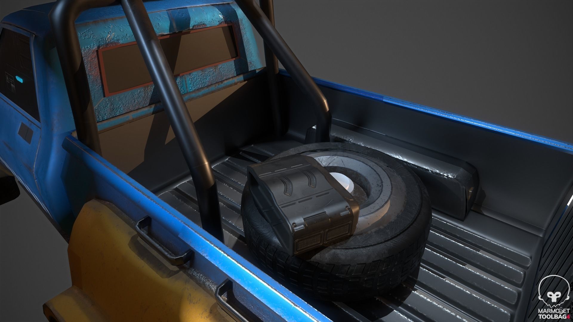 Sci-Fi 4x4 truck Free low-poly 3D model_4