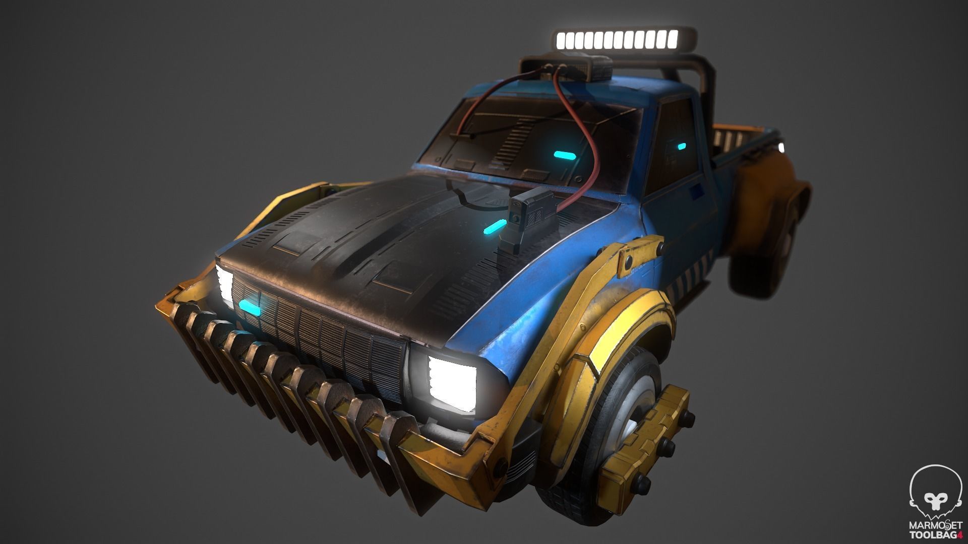 Sci-Fi 4x4 truck Free low-poly 3D model_2