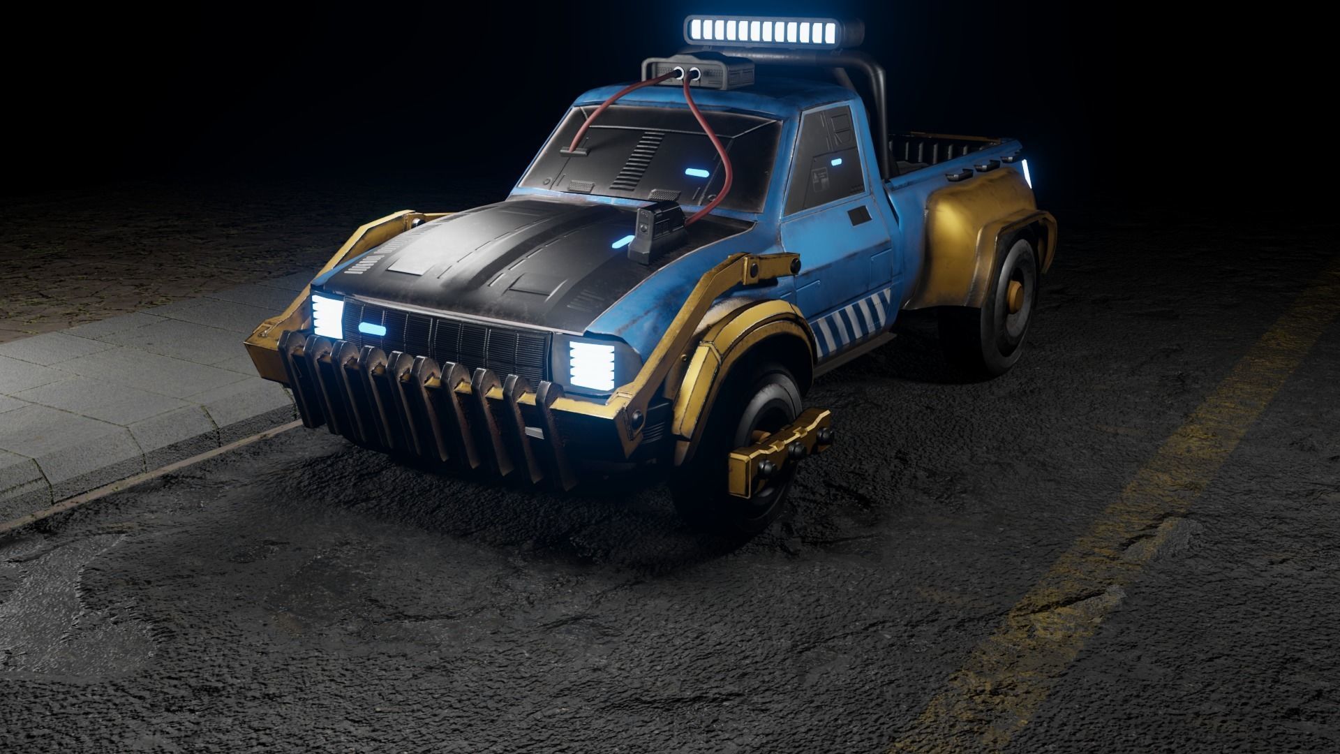 Sci-Fi 4x4 truck Free low-poly 3D model_9