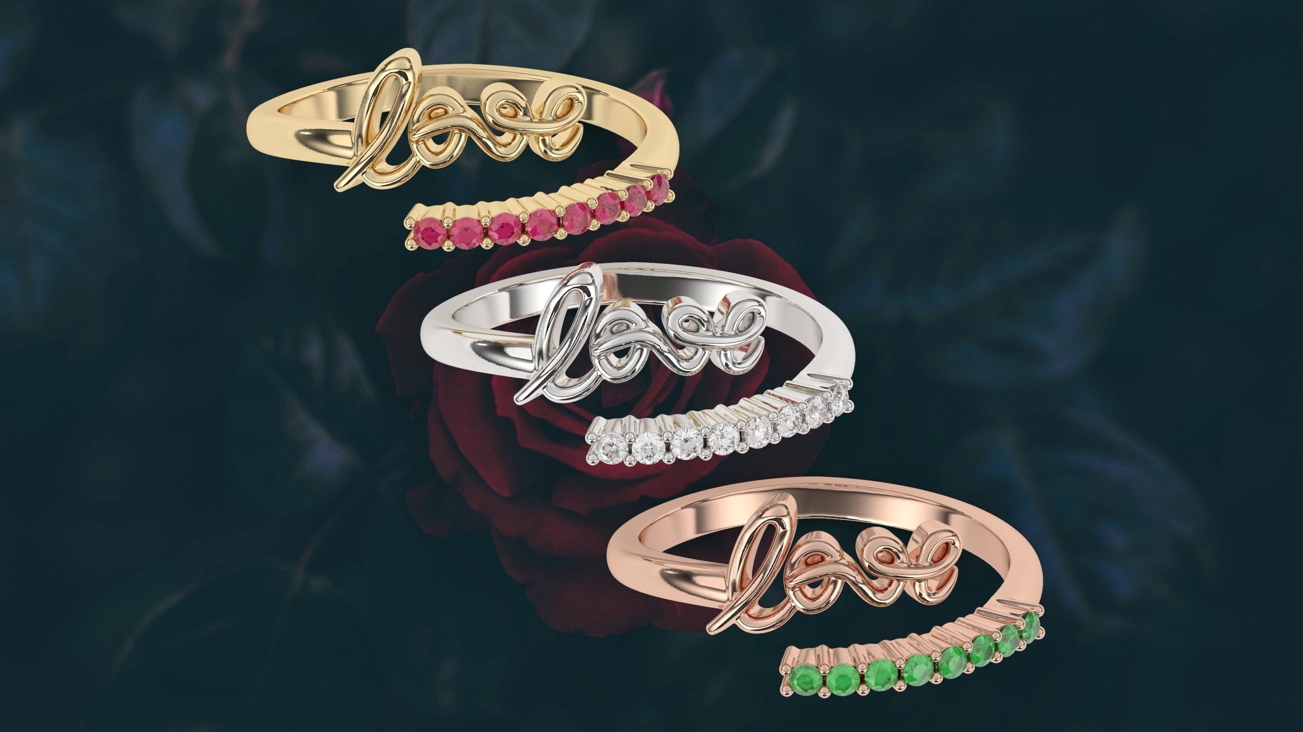 Love valentine ring  3D print model_3