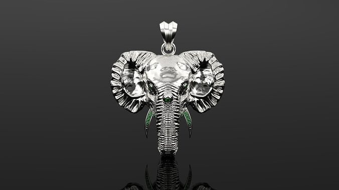 Elephant head solid Diamond pendant charm  3D print model