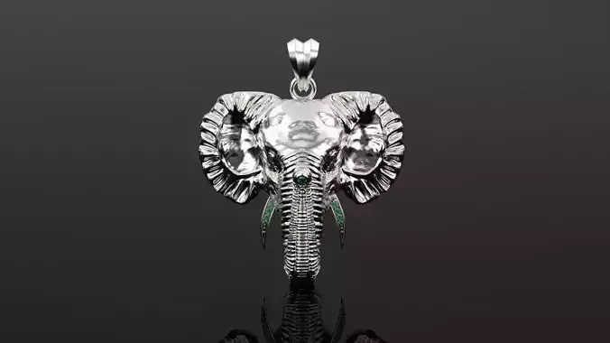 Elephant head solid Diamond pendant charm 