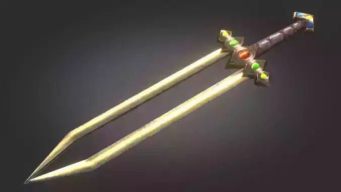 Stylized Medieval Sword melee weapon game ready Low-poly 3D model