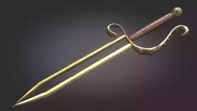 Stylized Medieval Sword melee weapon game ready Low-poly 3D model