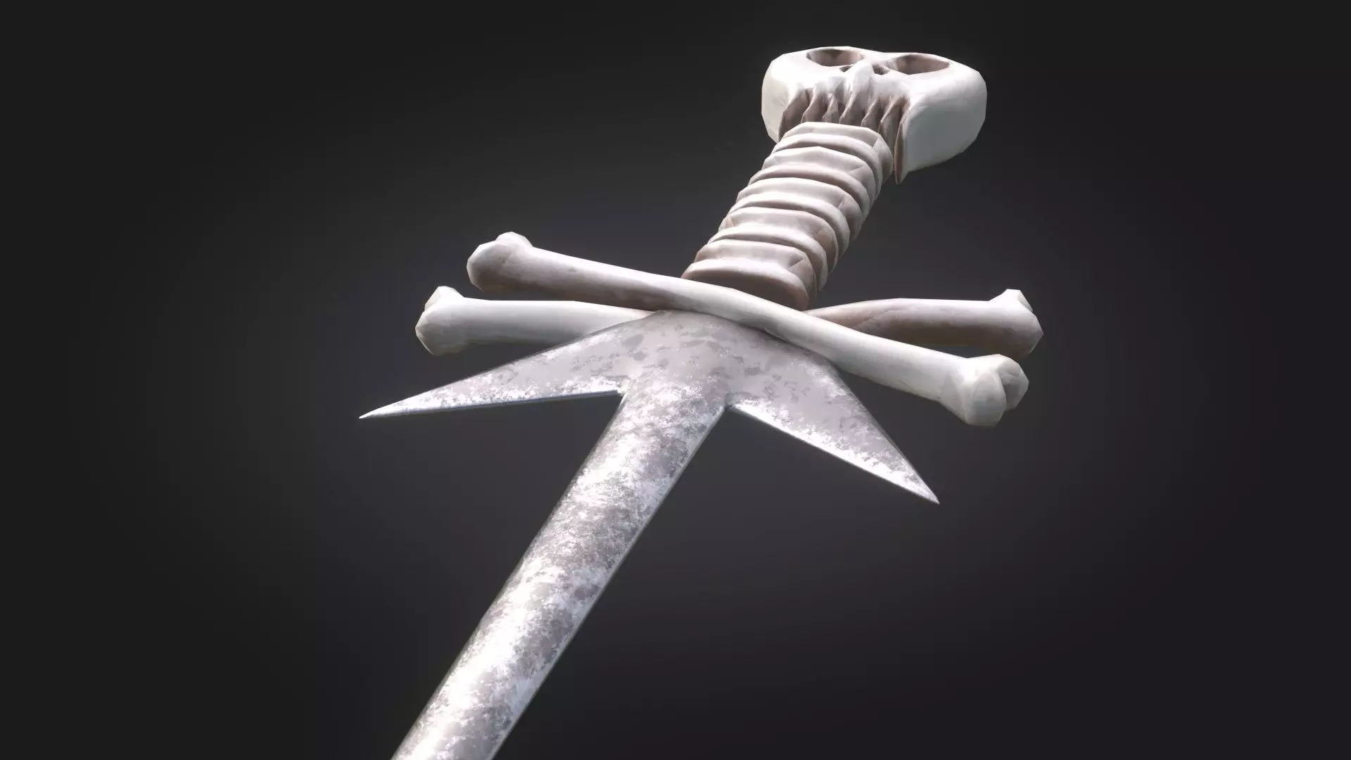 Stylized Medieval Sword melee weapon game ready Low-poly 3D model_0