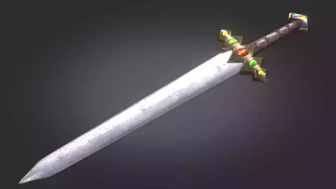 Stylized Medieval Sword melee weapon game ready Low-poly 3D model