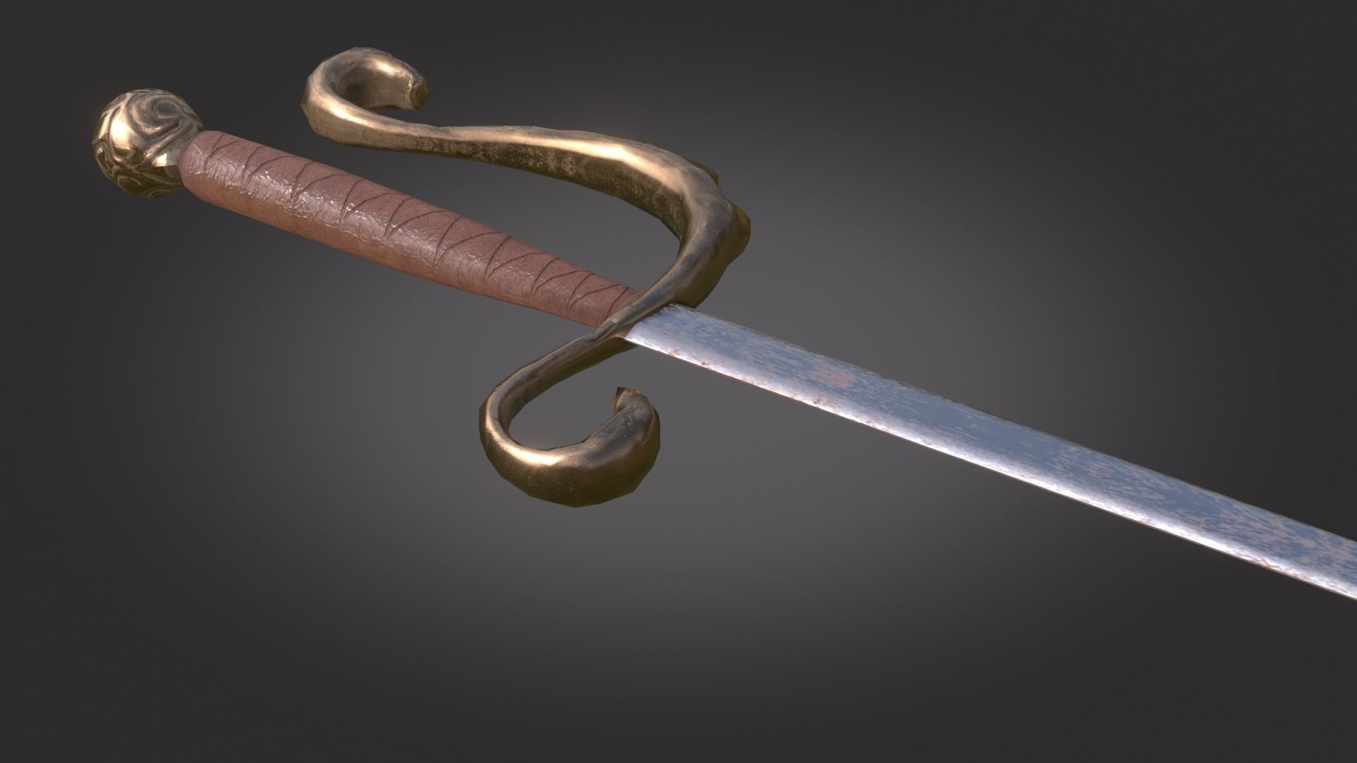 Stylized Medieval Sword melee weapon game ready Low-poly 3D model_3