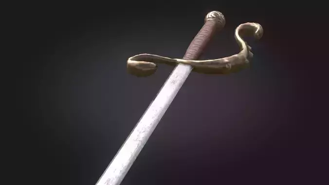 Stylized Medieval Sword melee weapon game ready Low-poly 3D model
