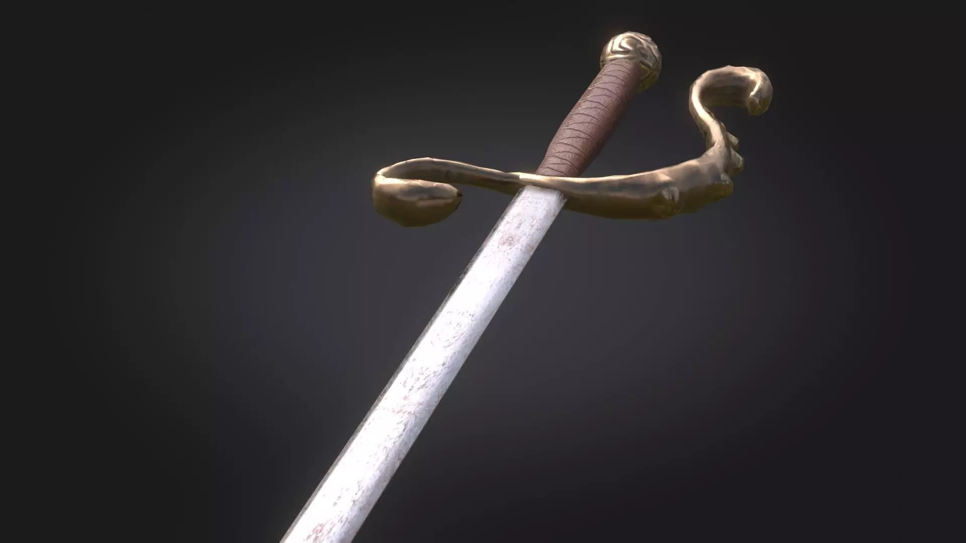 Stylized Medieval Sword melee weapon game ready Low-poly 3D model_0