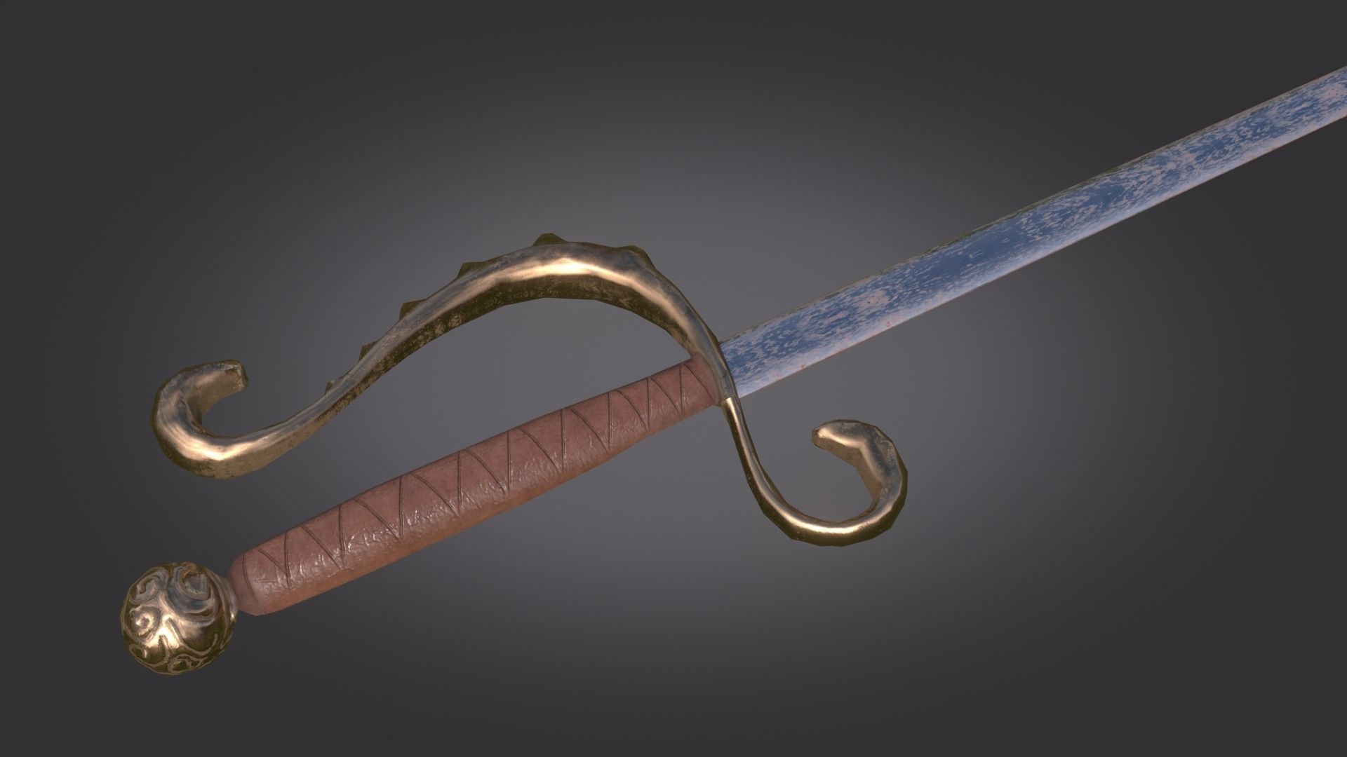 Stylized Medieval Sword melee weapon game ready Low-poly 3D model_5