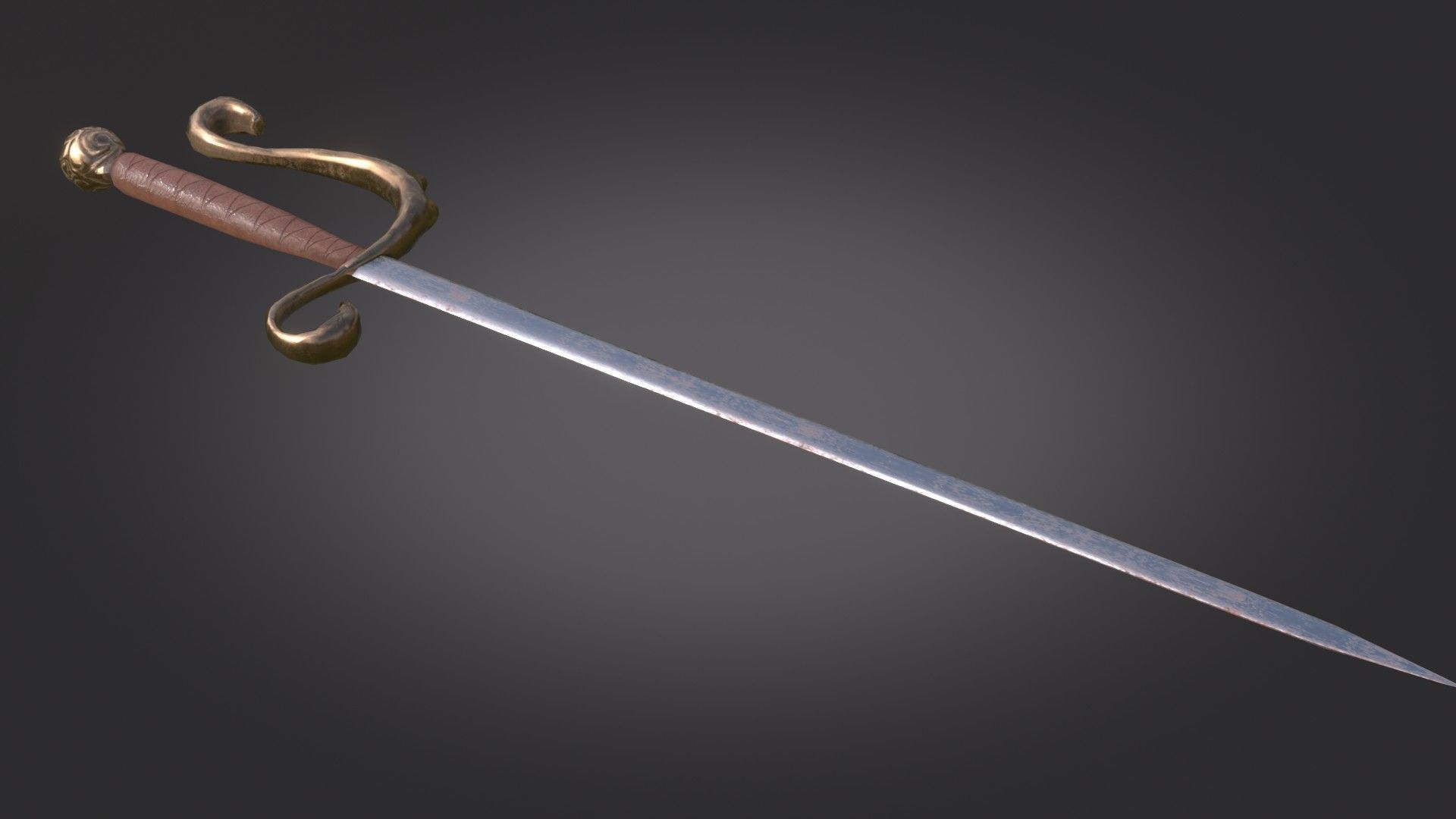 Stylized Medieval Sword melee weapon game ready Low-poly 3D model_6