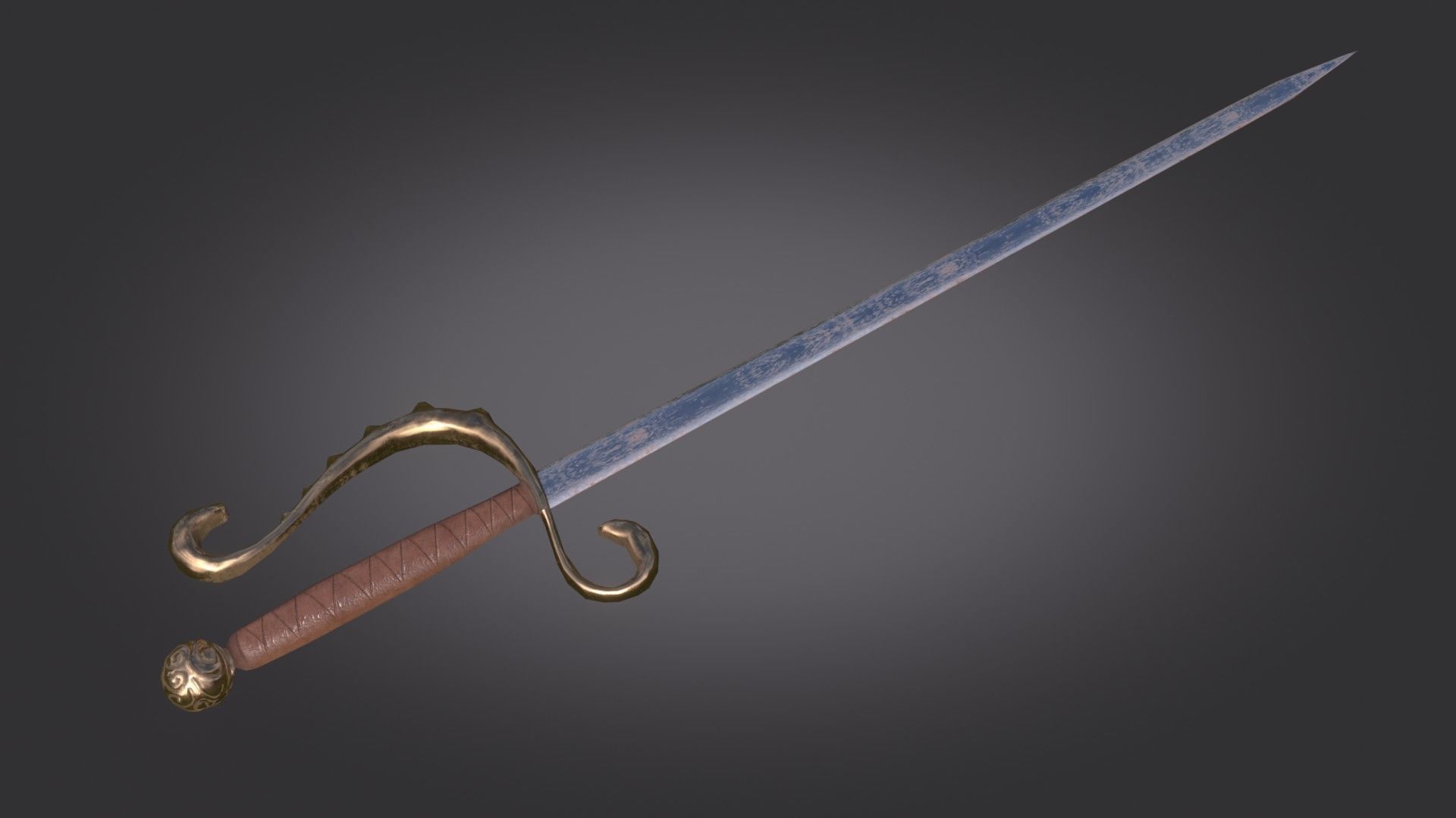 Stylized Medieval Sword melee weapon game ready Low-poly 3D model_4