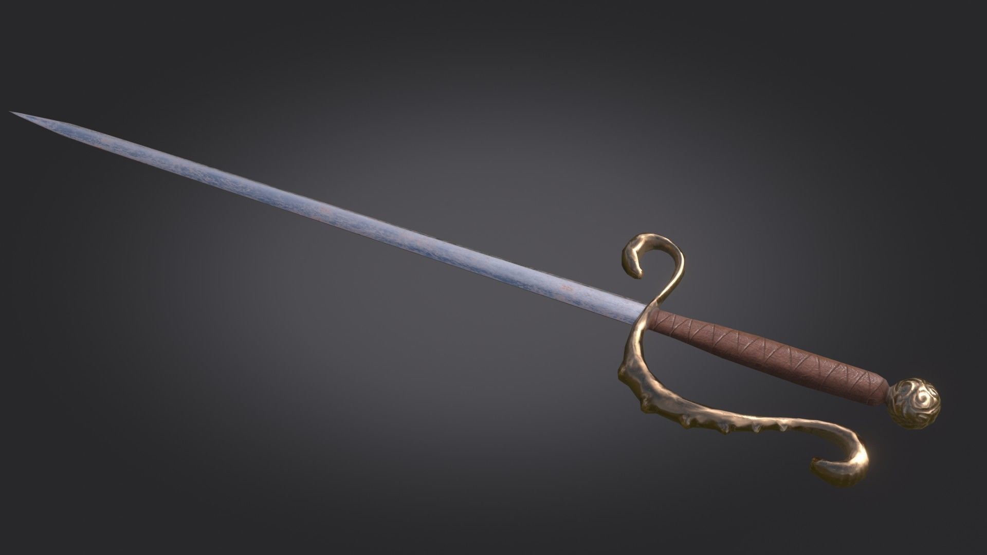 Stylized Medieval Sword melee weapon game ready Low-poly 3D model_7