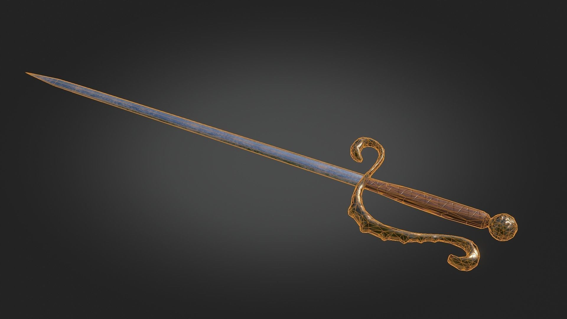 Stylized Medieval Sword melee weapon game ready Low-poly 3D model_8
