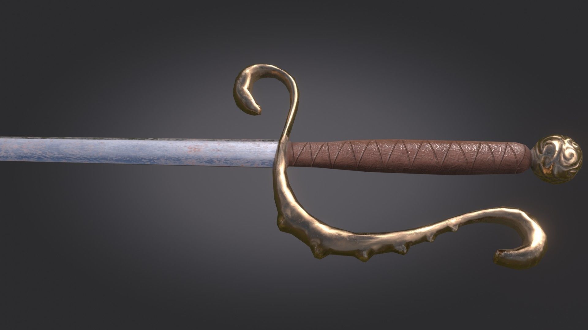 Stylized Medieval Sword melee weapon game ready Low-poly 3D model_2