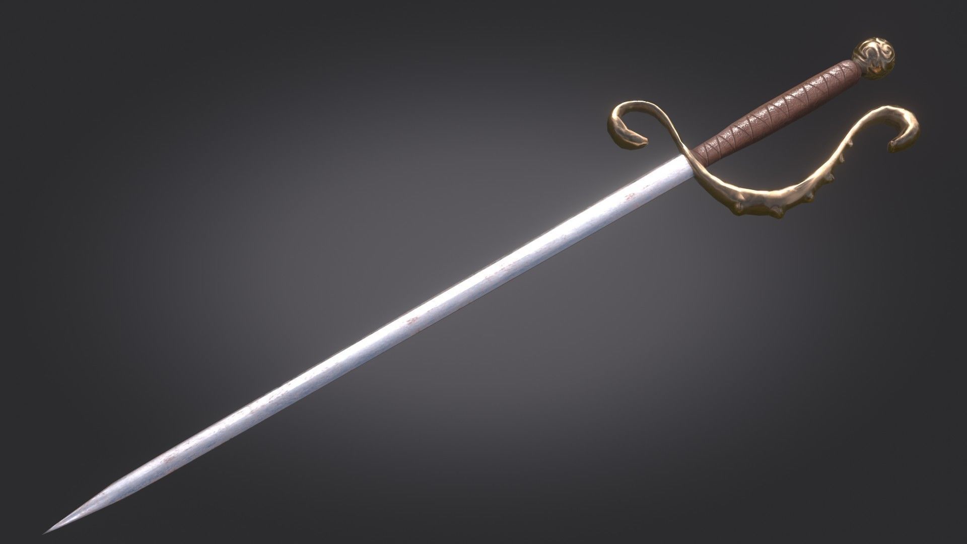 Stylized Medieval Sword melee weapon game ready Low-poly 3D model_1