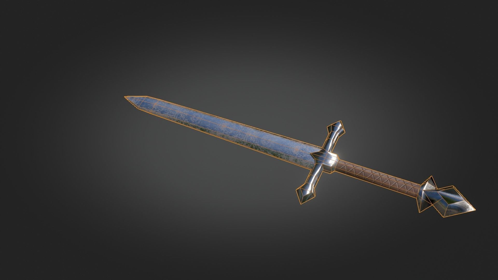 Stylized Medieval Sword melee weapon game ready Low-poly 3D model_8