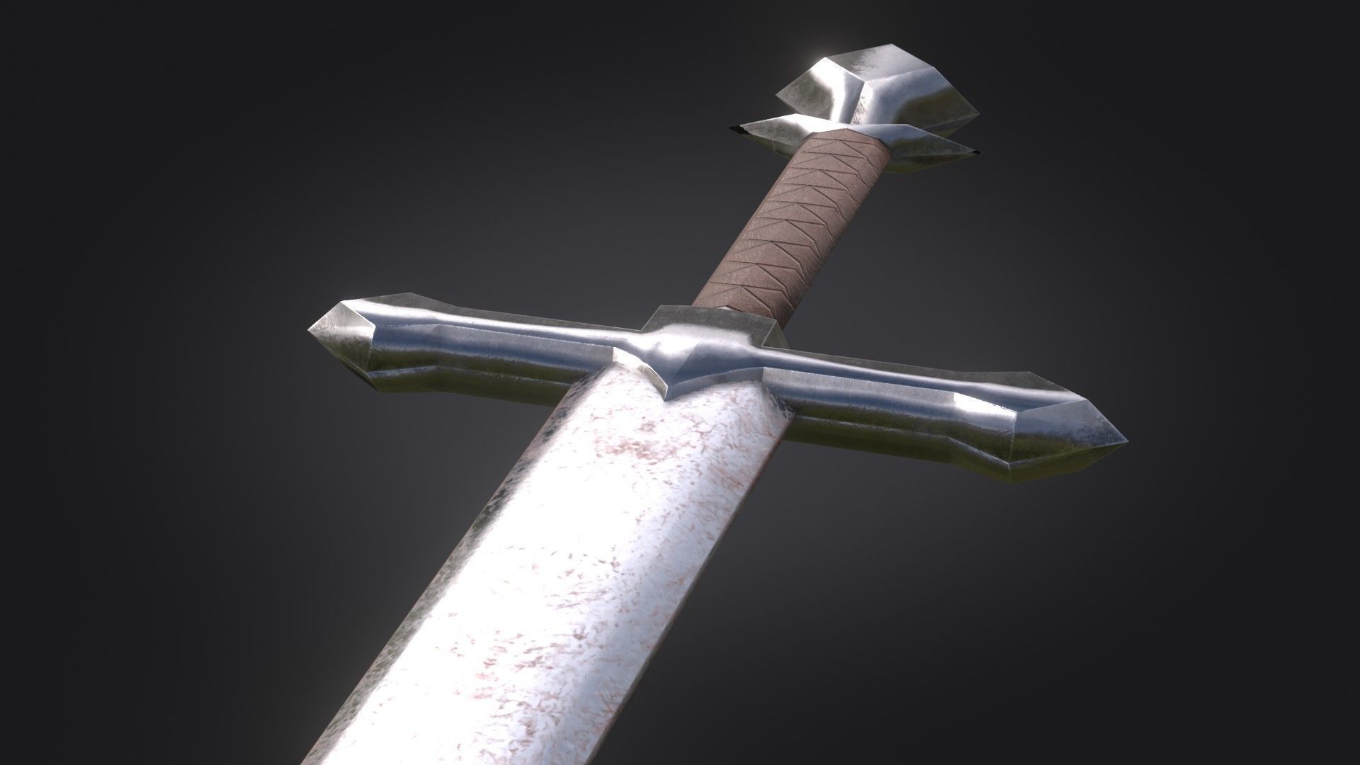 Stylized Medieval Sword melee weapon game ready Low-poly 3D model_6