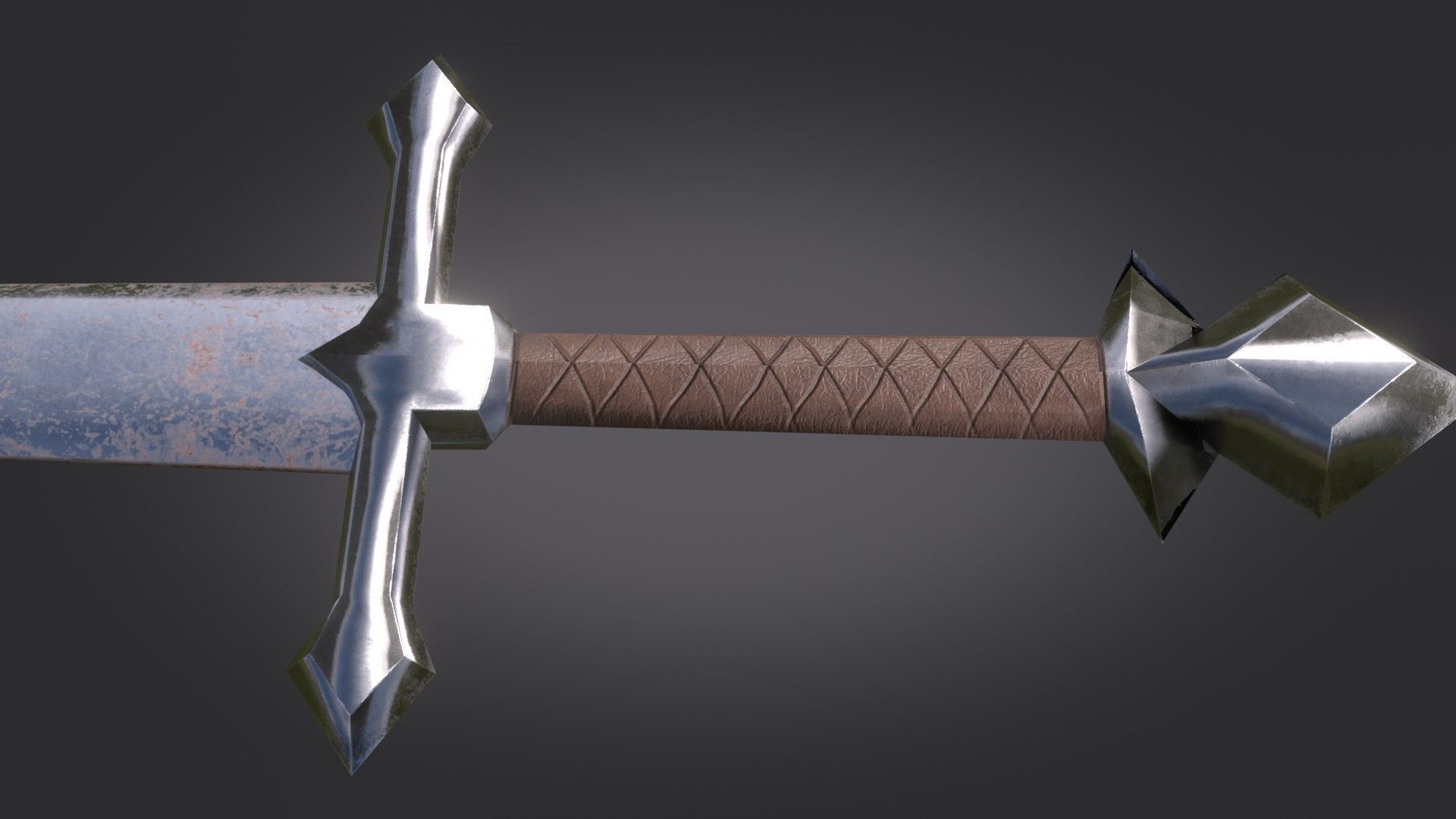 Stylized Medieval Sword melee weapon game ready Low-poly 3D model_7