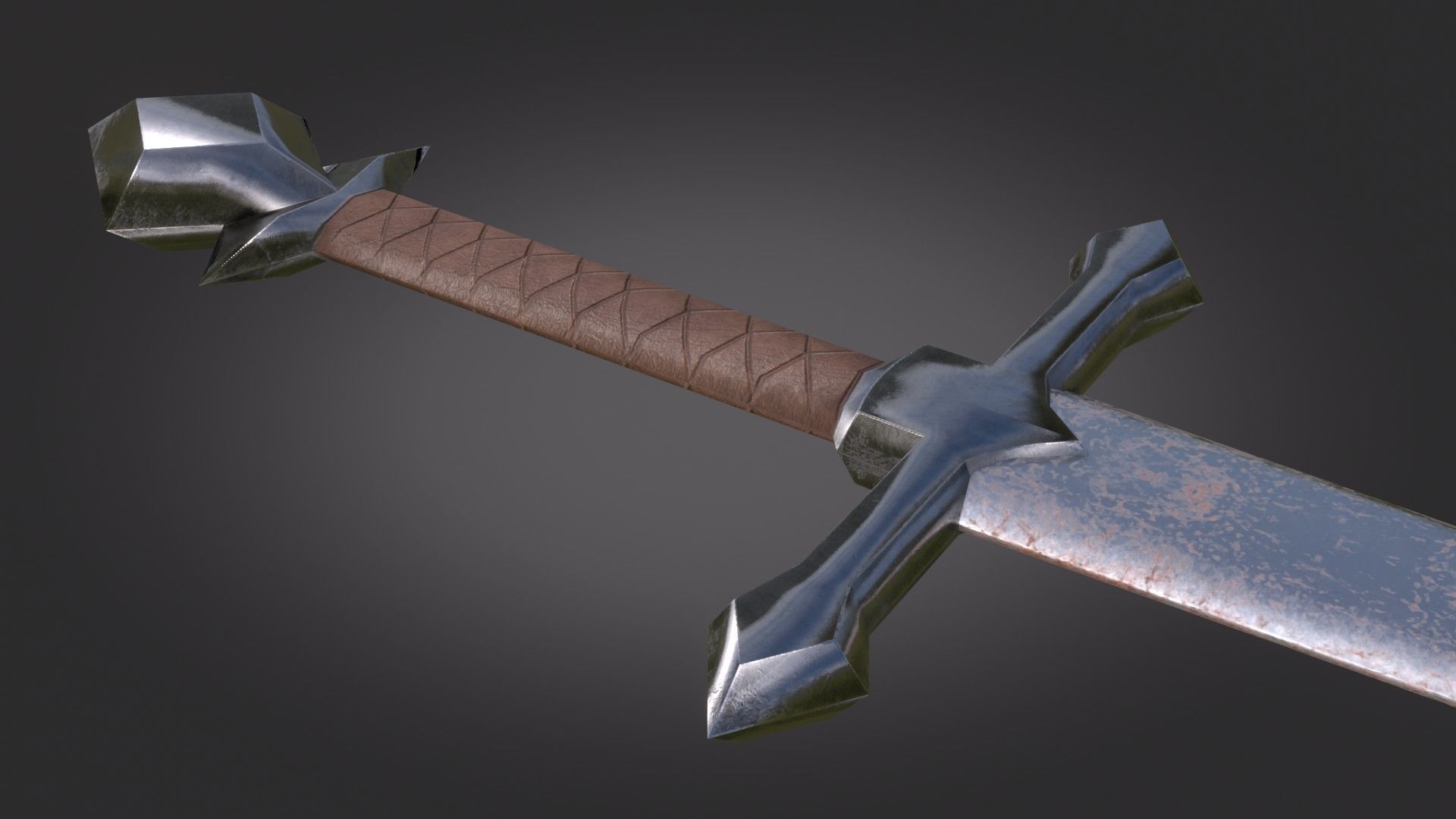 Stylized Medieval Sword melee weapon game ready Low-poly 3D model_3