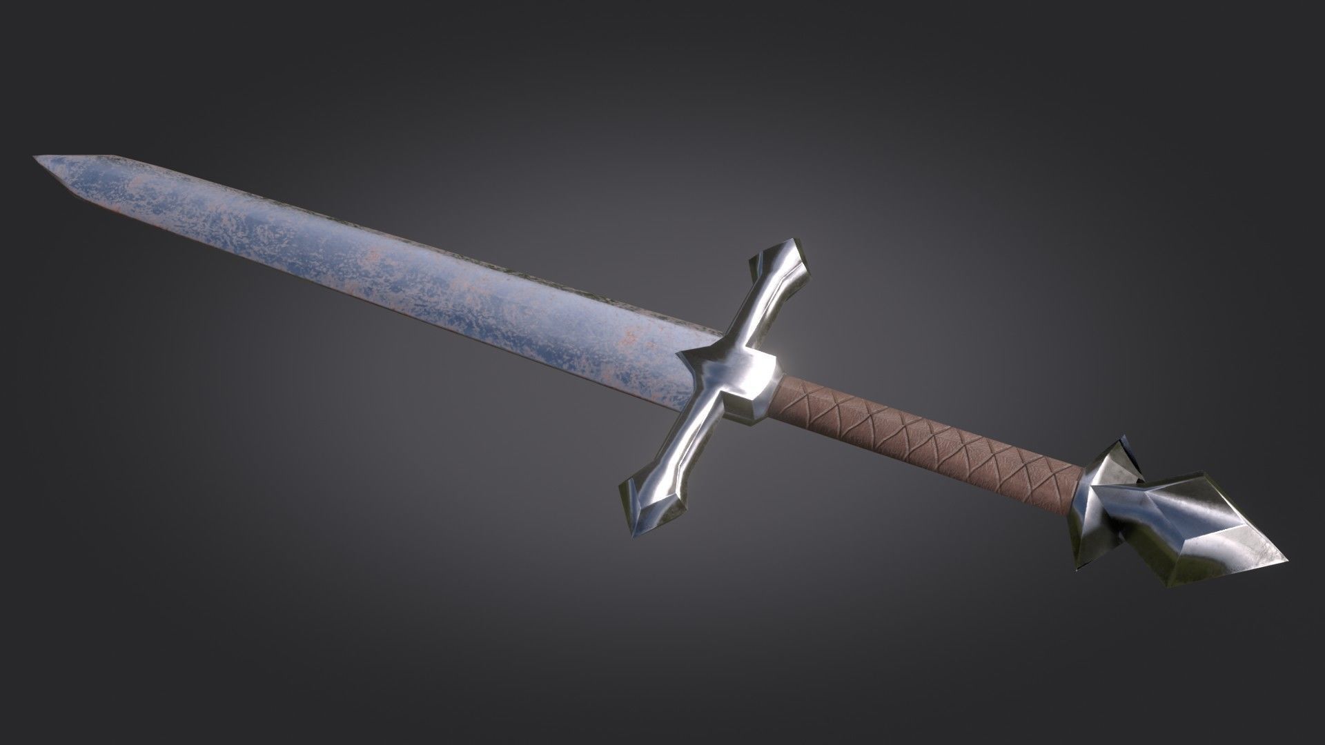 Stylized Medieval Sword melee weapon game ready Low-poly 3D model_1
