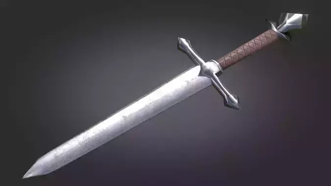 Stylized Medieval Sword melee weapon game ready Low-poly 3D model
