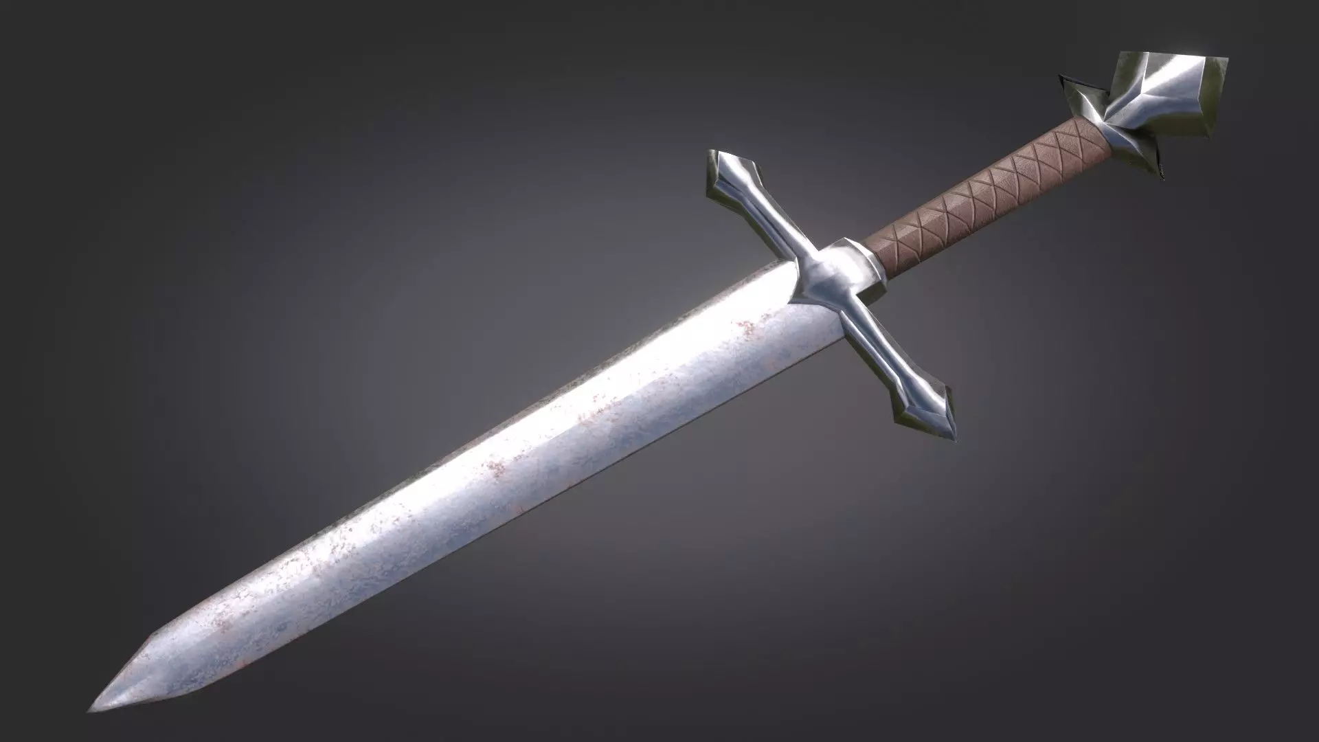 Stylized Medieval Sword melee weapon game ready Low-poly 3D model_0