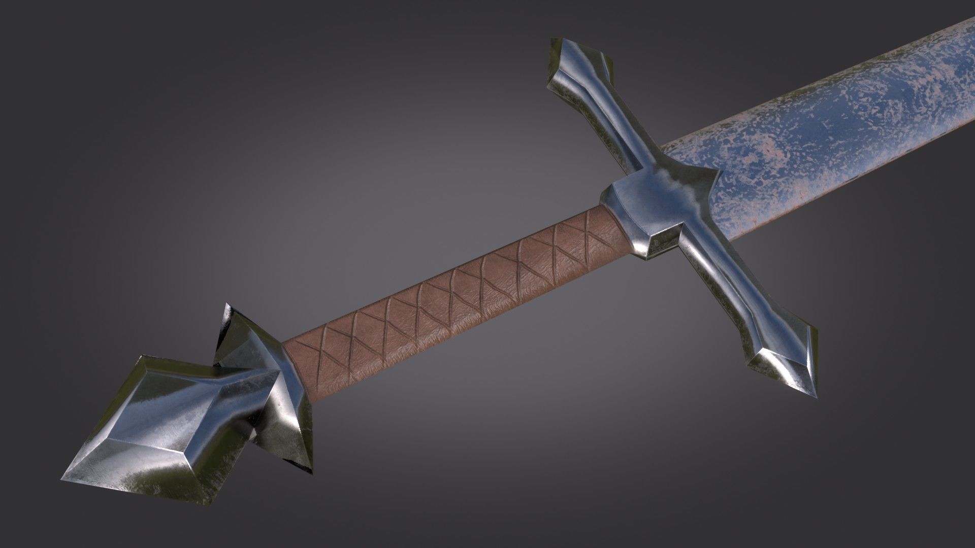 Stylized Medieval Sword melee weapon game ready Low-poly 3D model_5