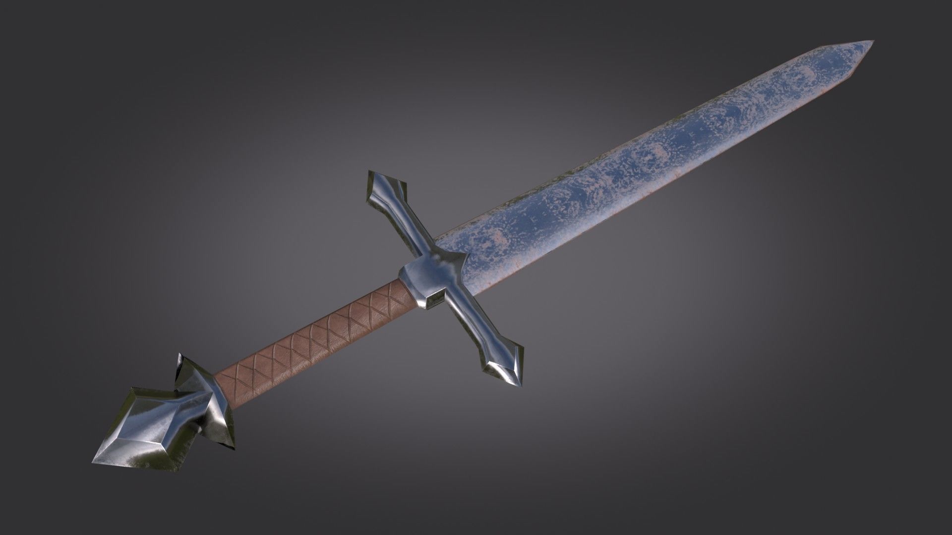 Stylized Medieval Sword melee weapon game ready Low-poly 3D model_4