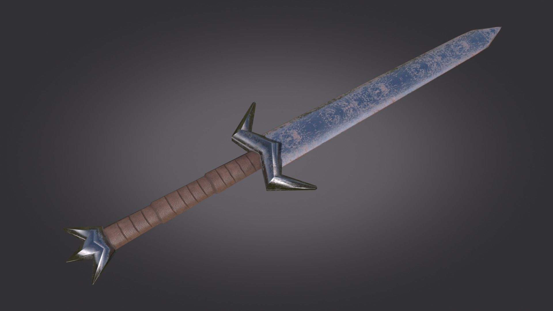 Stylized Medieval Sword melee weapon game ready Low-poly 3D model_1